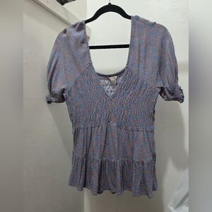 American Eagle Outfitters Blue Floral Blouse